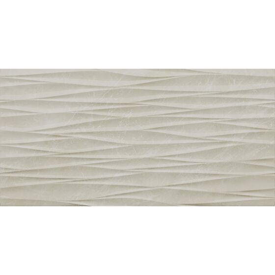 Verona Skye Ivory Gloss Ceramic Structured Décor Wall Tile 25x50cm