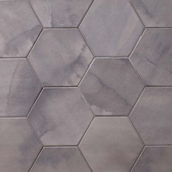 Verona Ronda Dark Grey Hexagon Ceramic Wall Tile 14x16cm
