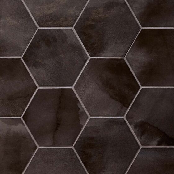 Verona Ronda Anthracite Hexagon Ceramic Wall Tile 14x16cm