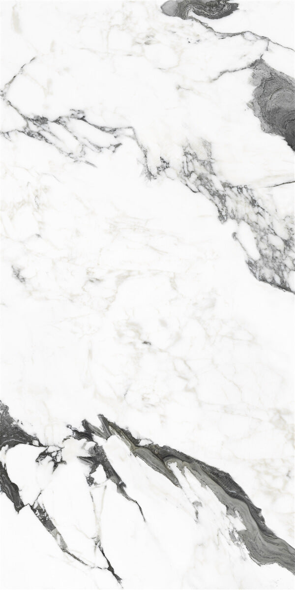 Panda Marble Effect White Polished Tile 60x120cm