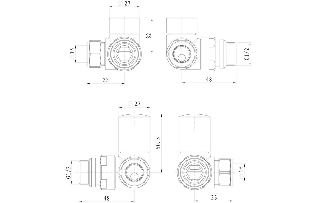Patterned Chrome Radiator Valves-Heating-DIRA0224-