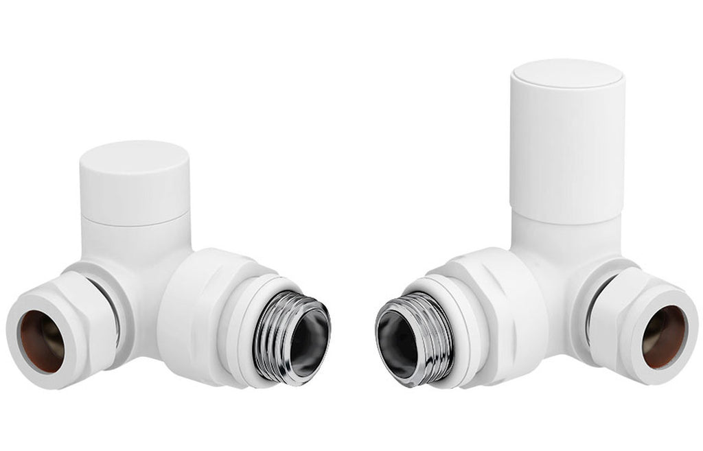 Patterned White Radiator Valves-Heating-DIRA0268-Corner-