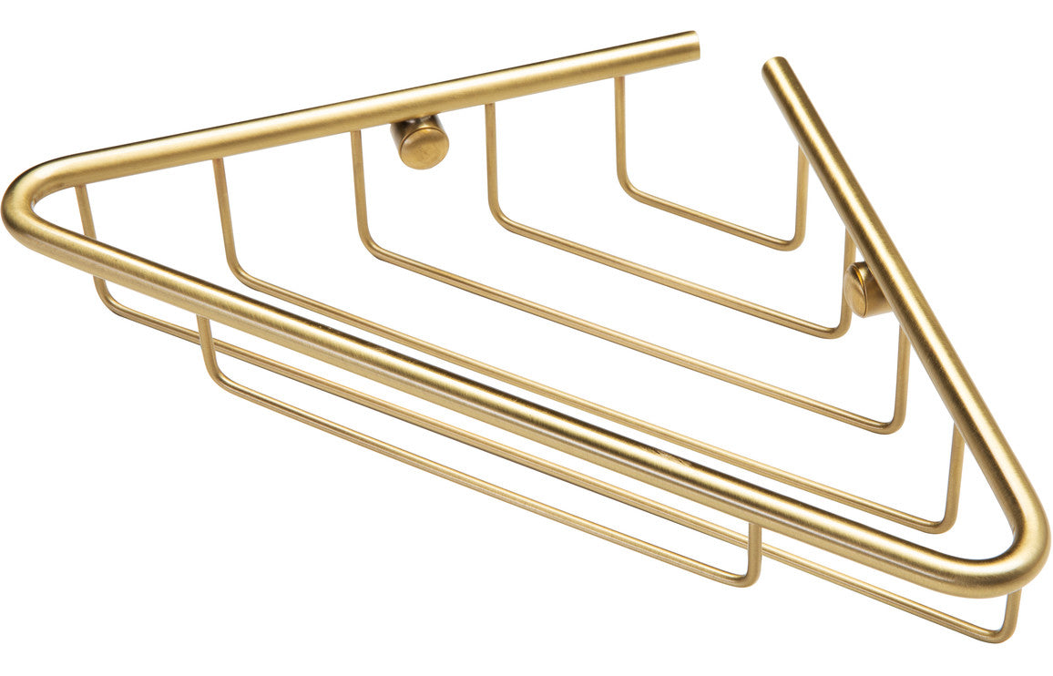Penelope 1-Tier Corner Shower Storage - Brushed Brass-Enclosure Accessories-DIAC0176-
