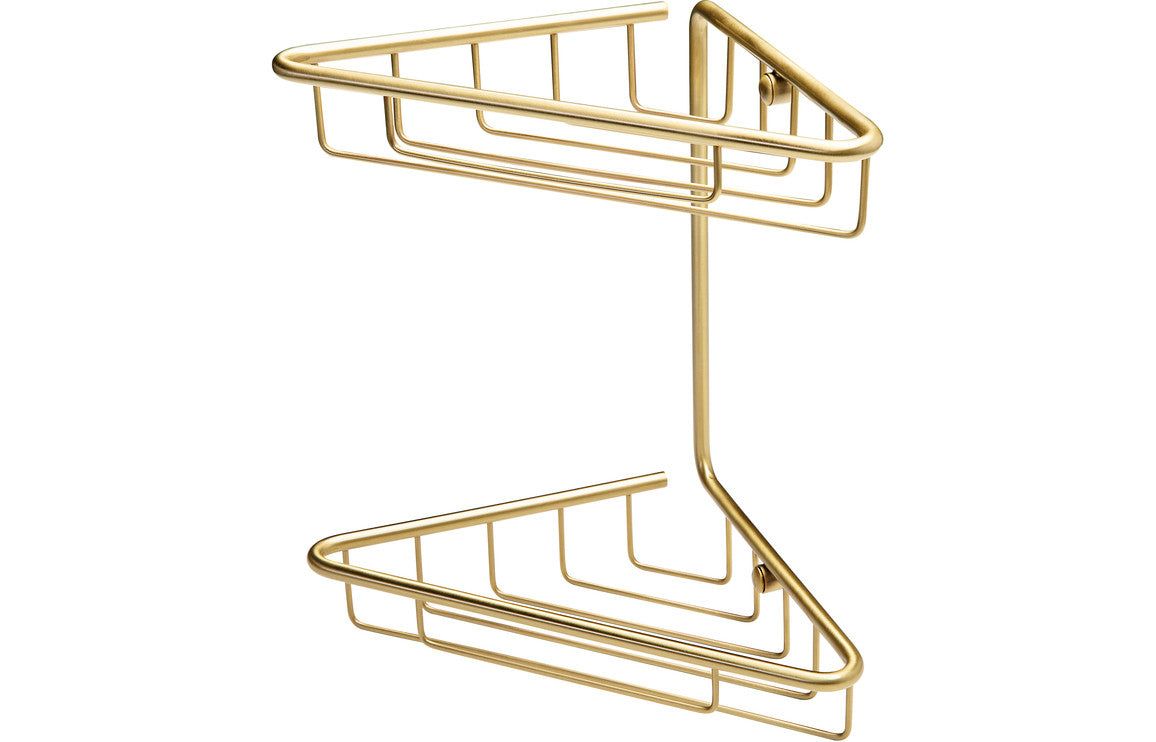 Penelope 2-Tier Corner Shower Storage - Brushed Brass-Enclosure Accessories-DIAC0178-
