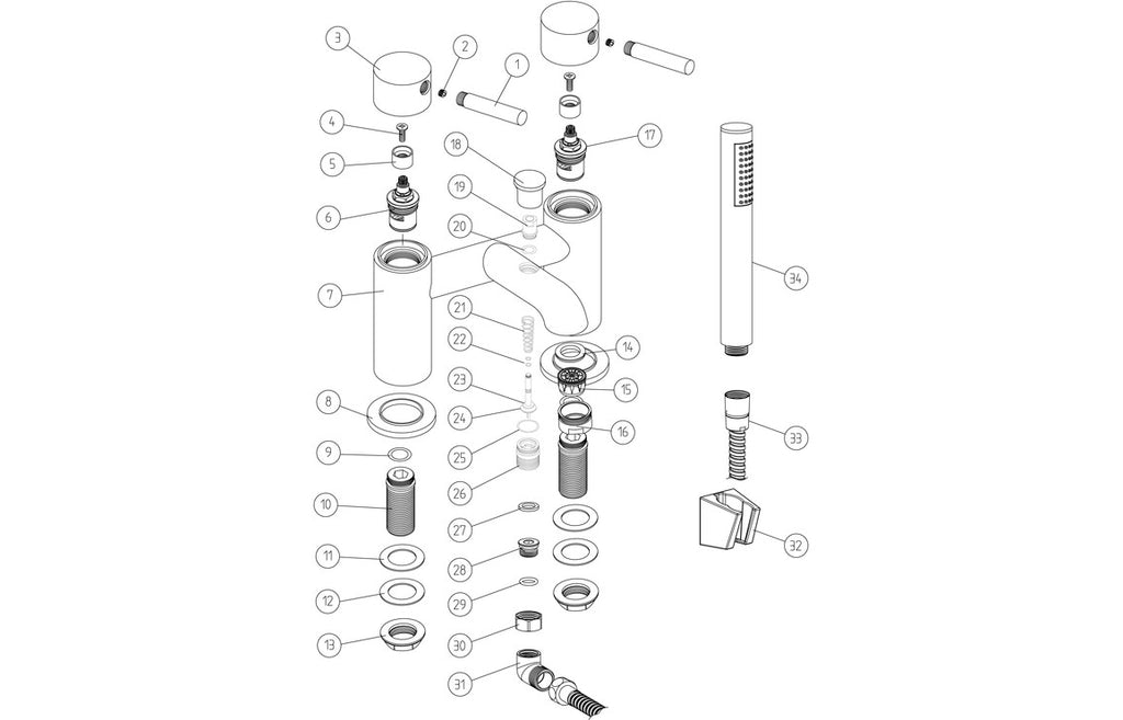 Pescara Bath/Shower Mixer & Bracket - Chrome-Bath Taps-DITB2260-