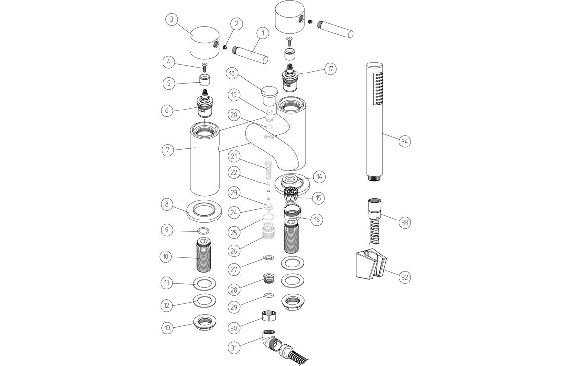 Pescara Bath/Shower Mixer & Bracket - Chrome-Bath Taps-DITB2260-