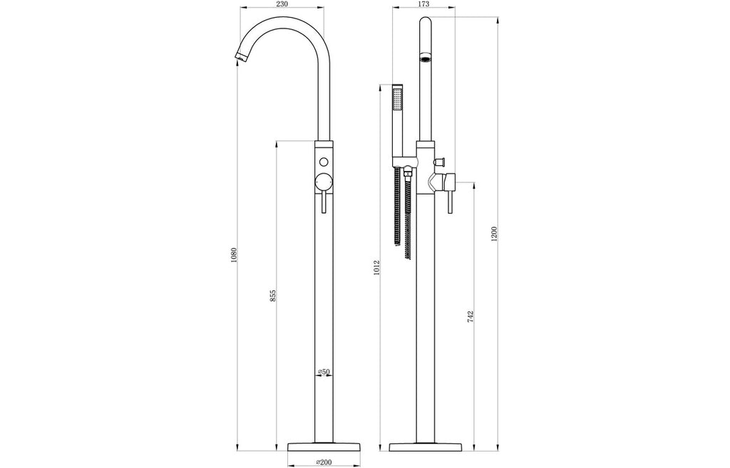 Pescara Floor Standing Bath/Shower Mixer - Chrome-Bath Taps-DITB1146-