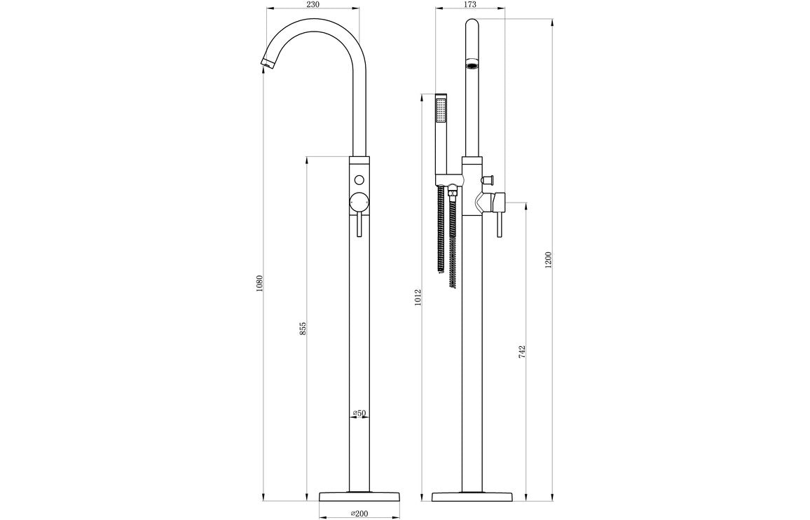 Pescara Floor Standing Bath/Shower Mixer - Chrome-Bath Taps-DITB1146-