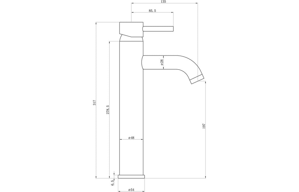 Pescara Tall Basin Mixer - Chrome-Basin Taps-DITS1312-