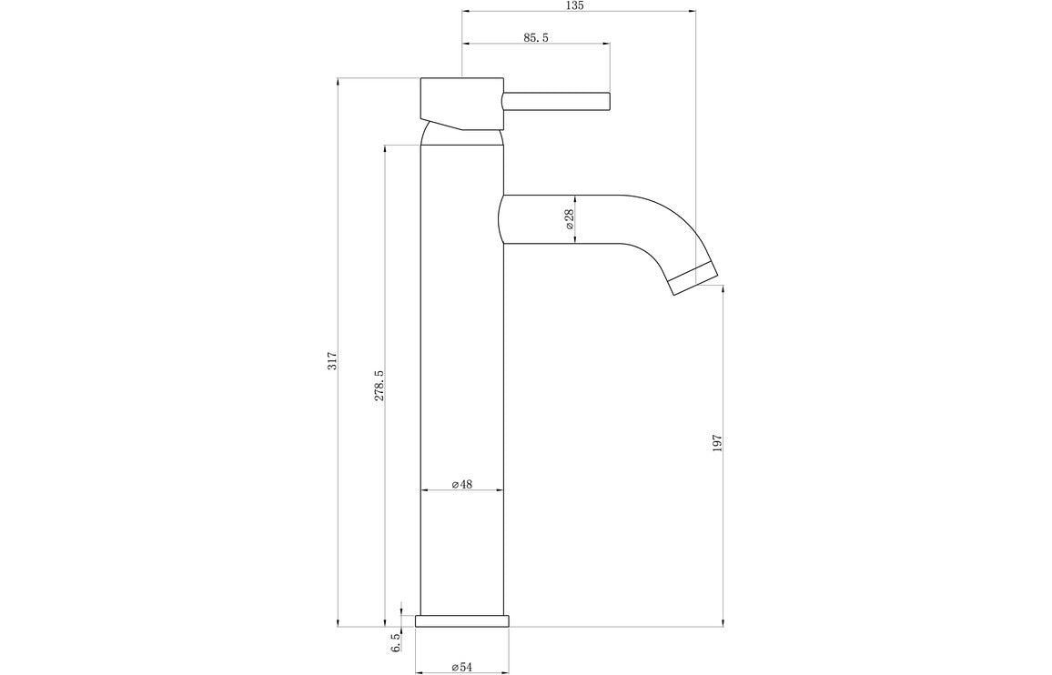 Pescara Tall Basin Mixer - Chrome-Basin Taps-DITS1312-