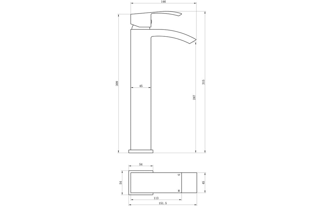 Pimlico Tall Basin Mixer - Chrome-Basin Taps-DITS1256-