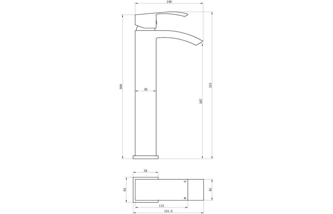 Pimlico Tall Basin Mixer - Chrome-Basin Taps-DITS1256-