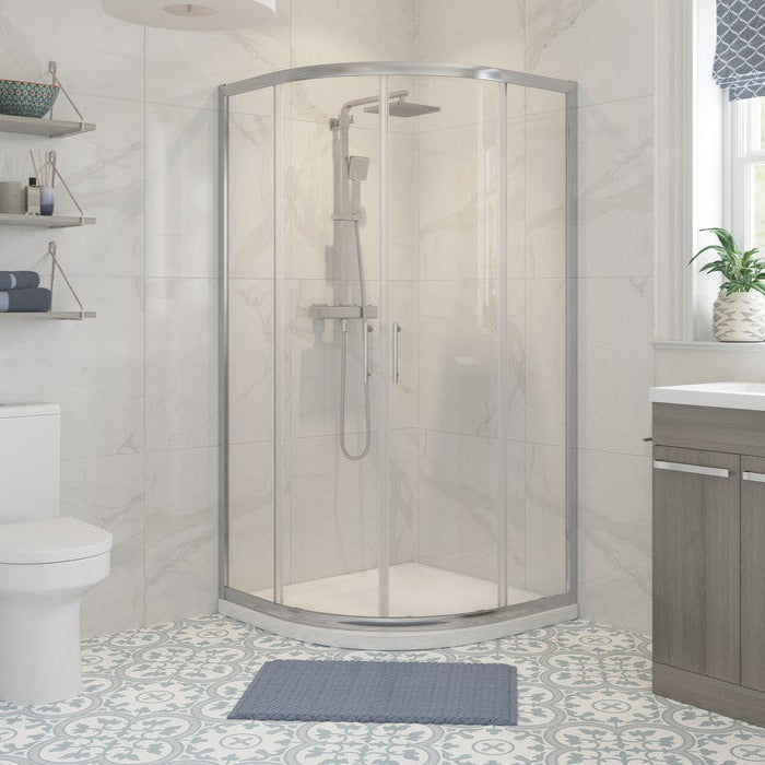 Quadrant Shower Enclosure 900mm Chrome-Shower Enclosures-DIEQ9092-