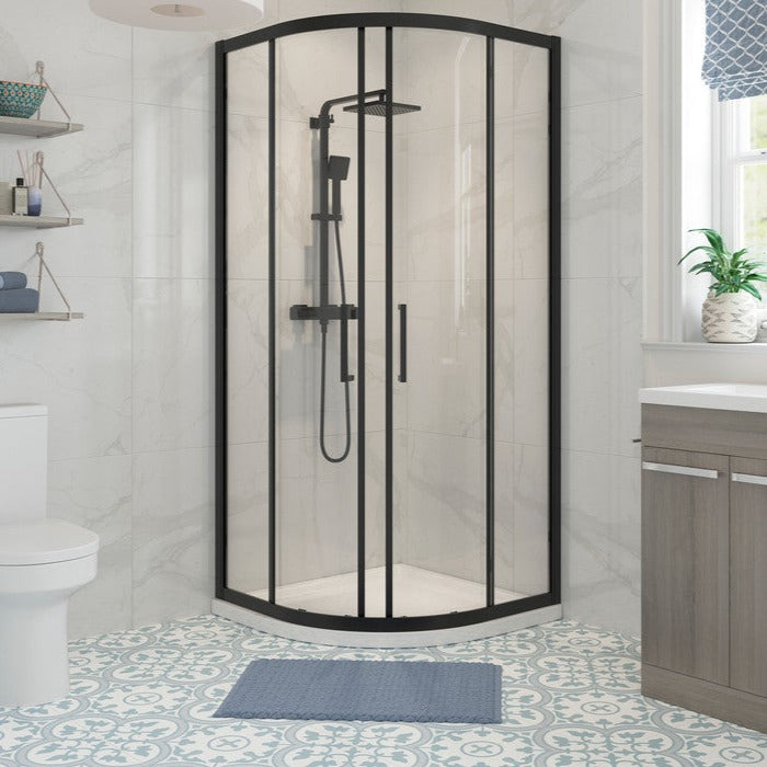 Quadrant Shower Enclosure Matt Black 800mm-Shower Enclosures-DIEQ8054-