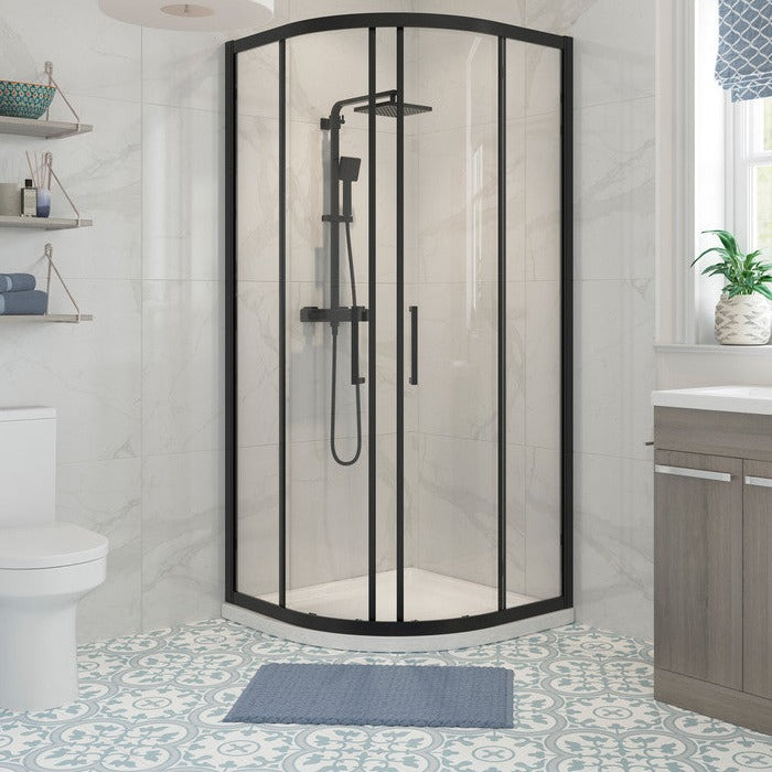 Quadrant Shower Enclosure Matt Black 900mm-Shower Enclosures-DIEQ9090-