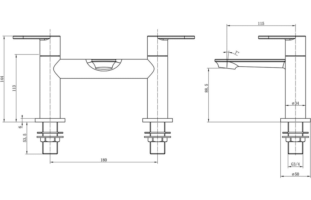 Rasilia Bath Filler - Chrome-Bath Taps-CAPTA4209-