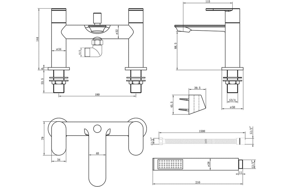 Rasilia Bath/Shower Mixer - Chrome-Bath Taps-CAPTA4210-