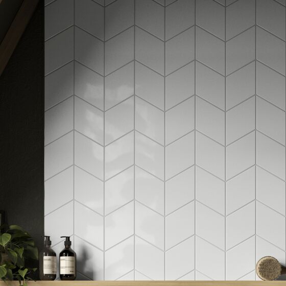 Verona Rhomboid White Ceramic Wall Tile 15x26cm
