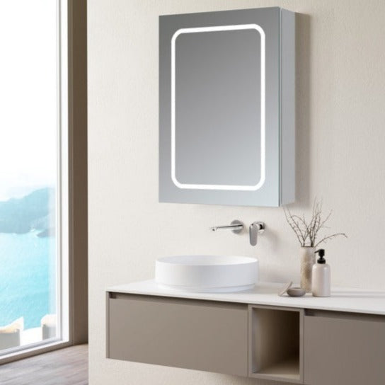 Rika 500mm 1 Door Front-Lit LED Mirror Cabinet-Mirrors-DIMS0114-