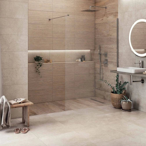 Roca Limestone Porcelain Wall Tile 30x90cm