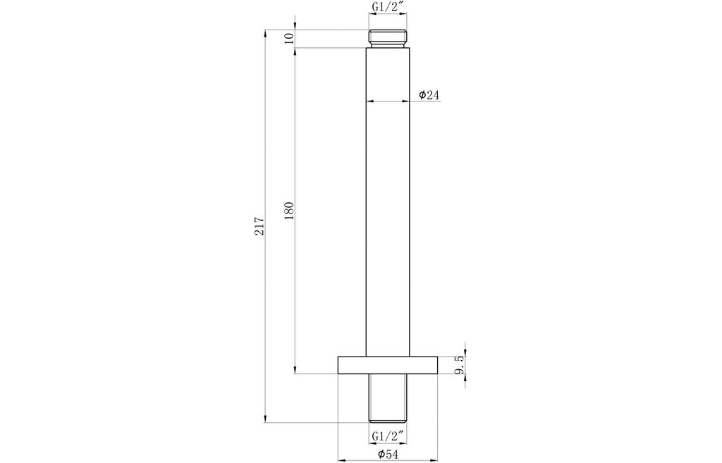 Round Ceiling Arm 180mm - Chrome-Shower Arms-DICM0656-