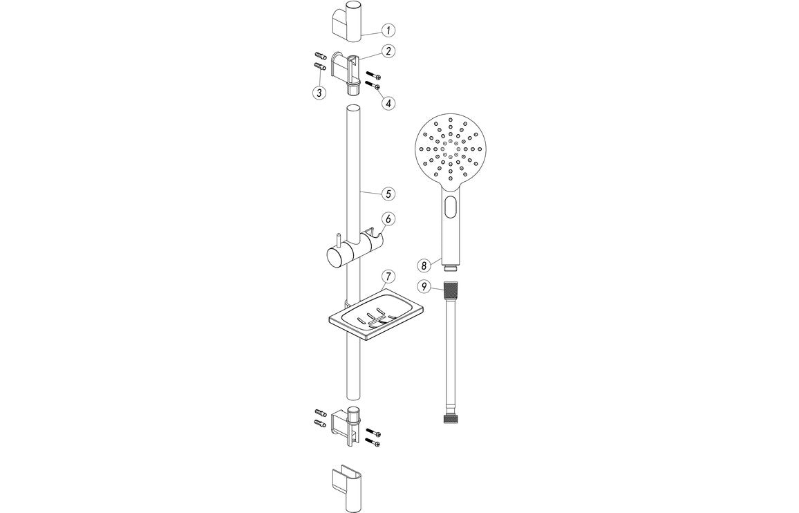 Round Push Button Shower Kit-Shower Rail Kits-DICM0616-