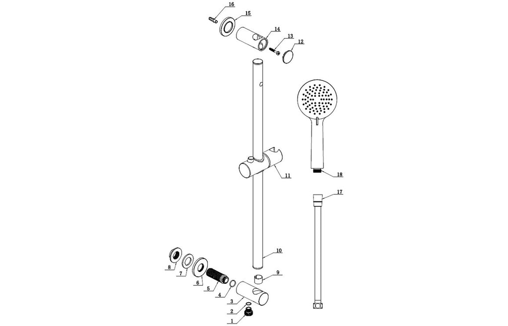 Round Riser Rail & Handset Kit - Matt Black-Shower Rail Kits-DICM0722-