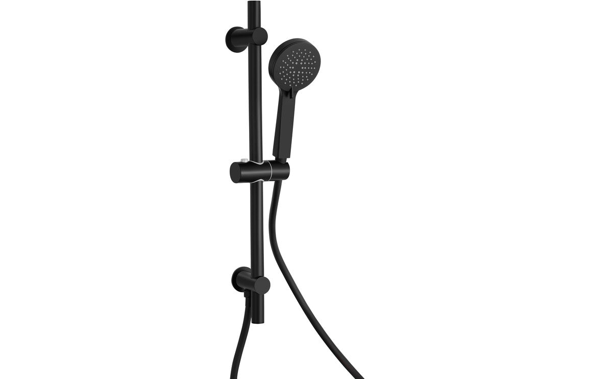 Round Riser Rail & Handset Kit - Matt Black-Shower Rail Kits-DICM0722-