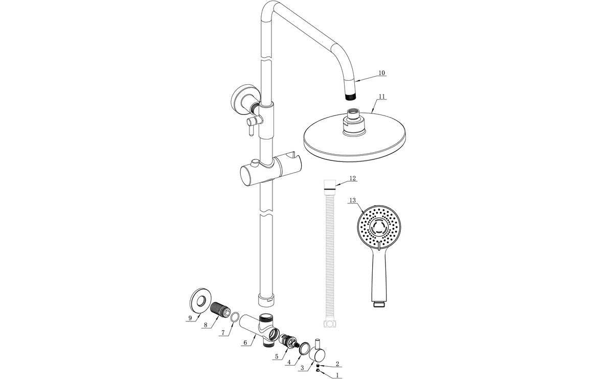 Round Shower Kit w/Overhead & Handset-Shower Rail Kits-DICM0626-