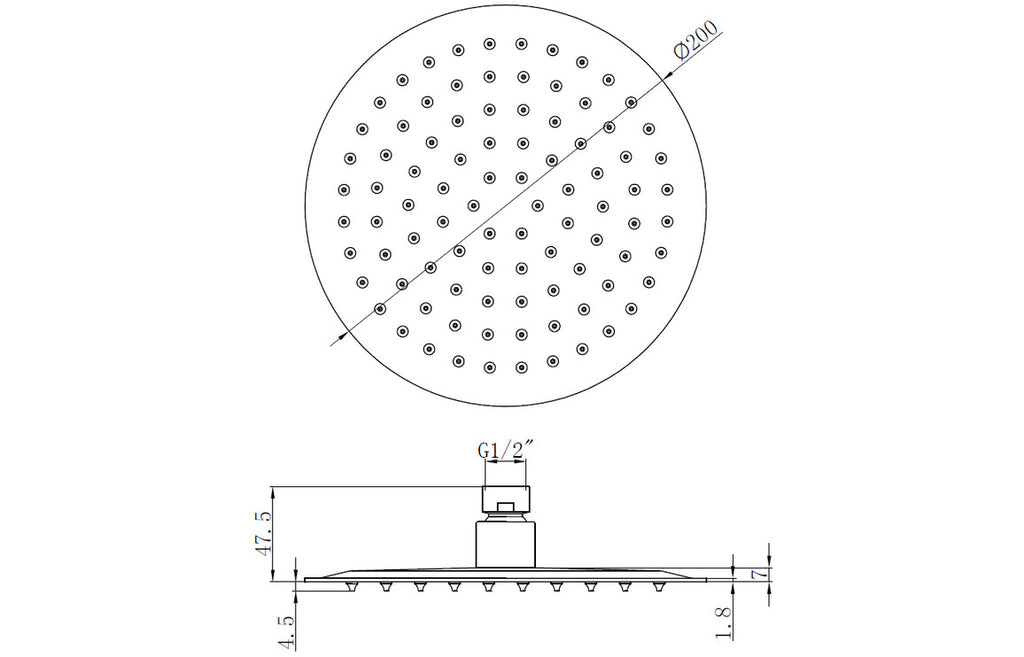 Round Showerhead - Matt Black-Shower Heads-DIC0714-