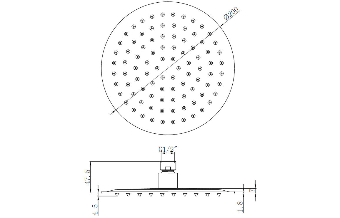 Round Showerhead - Matt Black-Shower Heads-DIC0714-