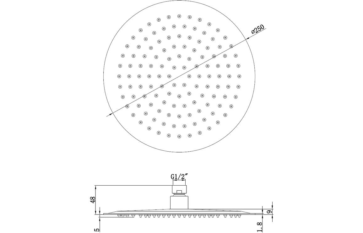 Round Showerhead - Matt Black-Shower Heads-DIC0714-