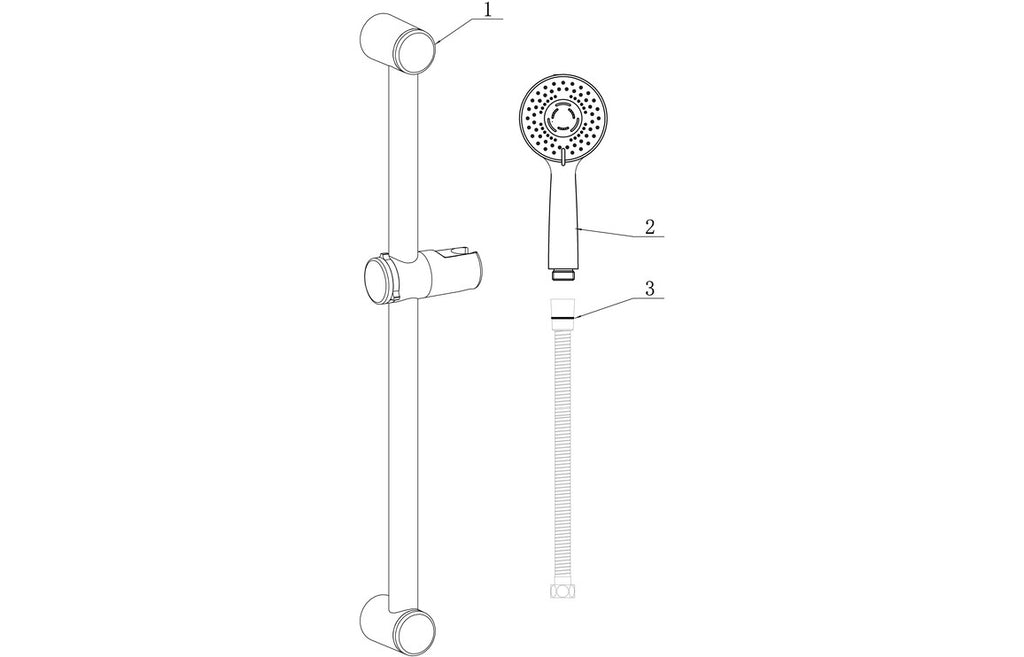 Round Slider Rail Kit & 3 Mode Handset-Shower Rail Kits-DIC0628-
