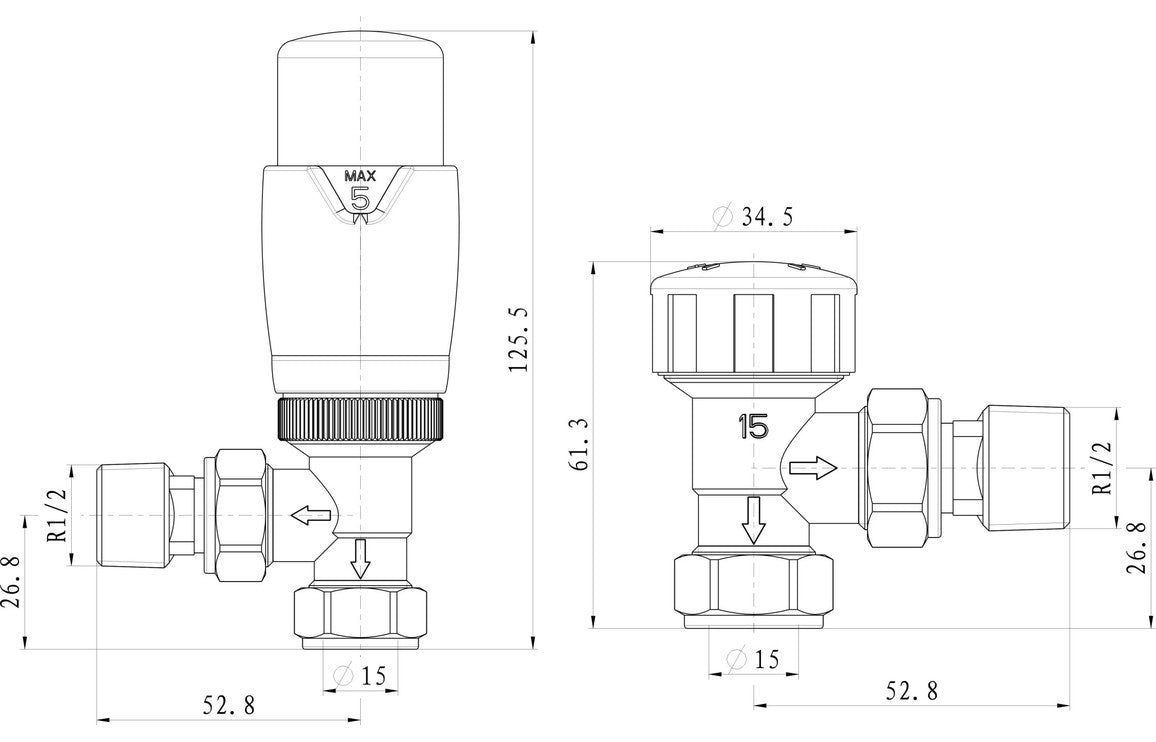 Round Thermostatic Chrome Radiator Valves-Heating-DIRA0240-