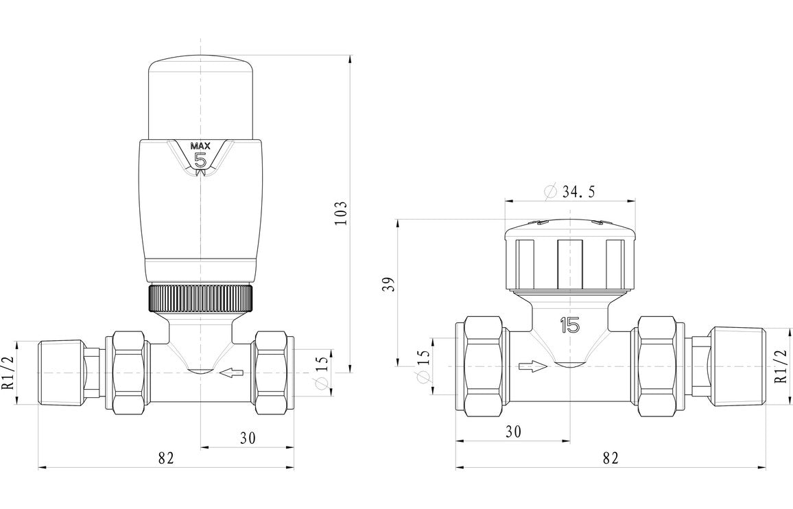Round Thermostatic Chrome Radiator Valves-Heating-DIRA0240-