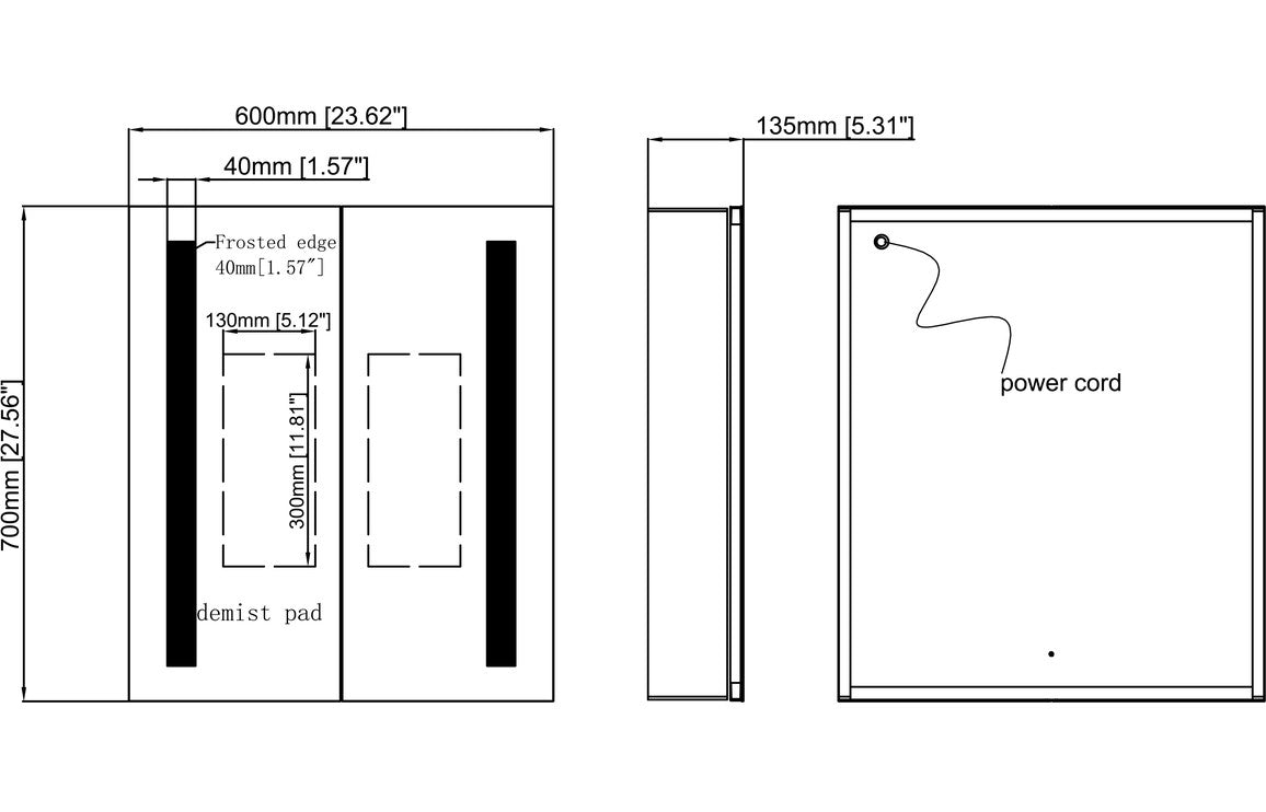 Sakura 600mm 2 Door Front-Lit LED Mirror Cabinet-Mirrors-DIMS0112-