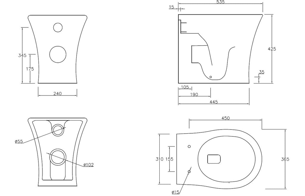 Sandra Rimless Back To Wall WC & Soft Close Seat-Toilets-DIPT0238-