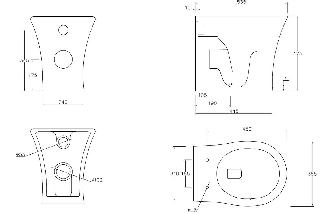 Sandra Rimless Back To Wall WC & Soft Close Seat-Toilets-DIPT0238-