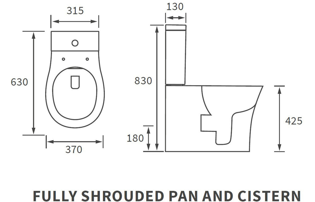 Sandra Rimless Close Coupled Fully Shrouded WC & Soft Close Seat-Toilets-DIPT0284-