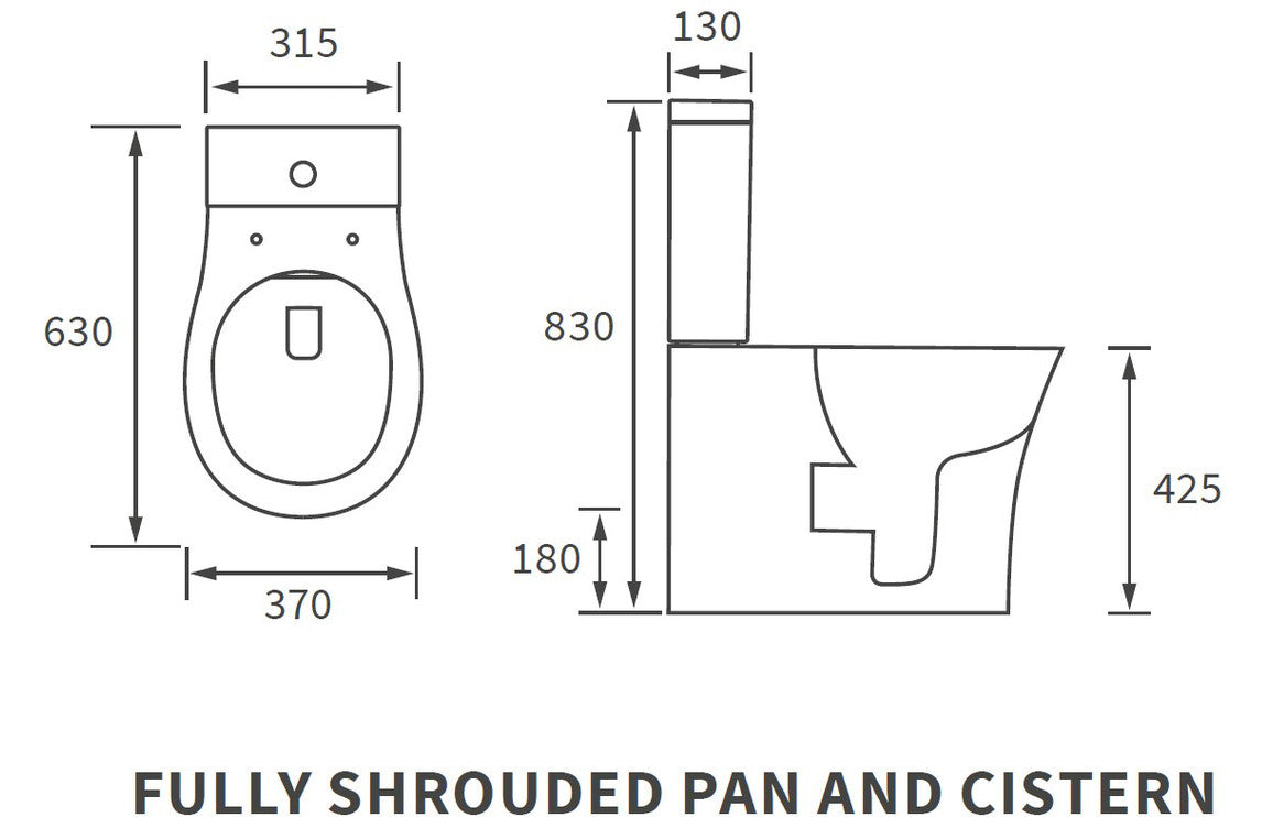 Sandra Rimless Close Coupled Fully Shrouded WC & Soft Close Seat-Toilets-DIPT0284-