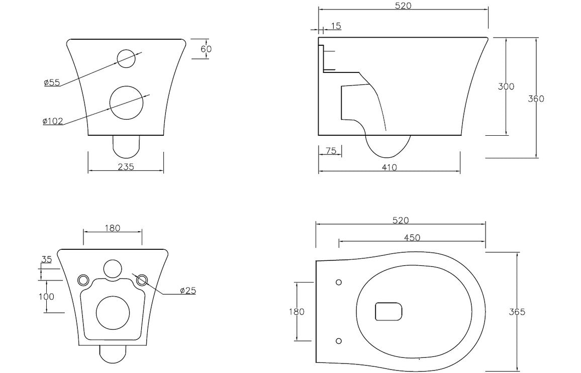 Sandra Rimless Wall Hung WC & Soft Close Seat-Toilets-DIPT0282-