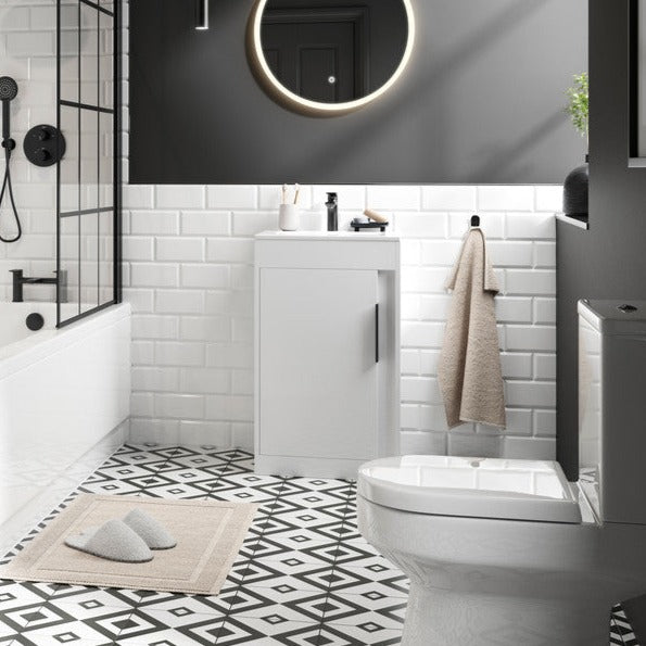 Saumur 510mm Floor Standing Unit Inc. Basin - White Gloss-Bathroom Furniture-DIFTP2216-