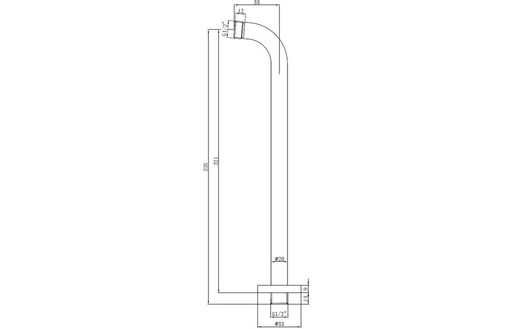 Shower Arm - Matt Black-Shower Arms-DICM0718-