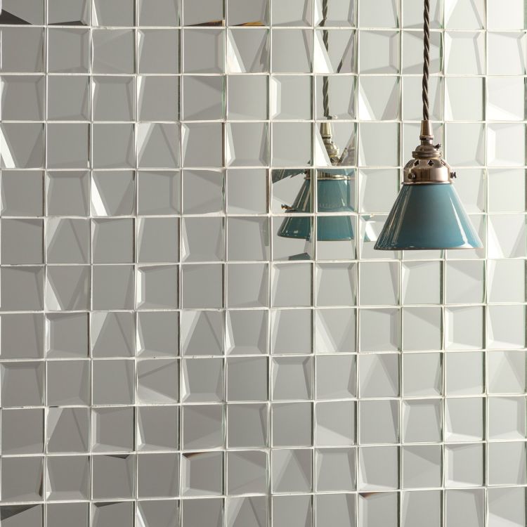 Original Style Glassworks Facet Mosaic Silver Mirror Tile 30x30cm