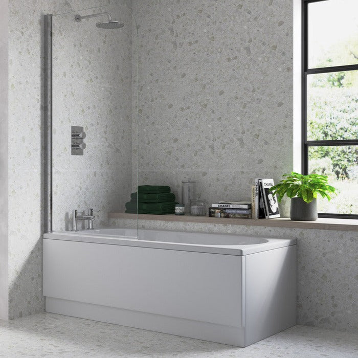 Single Curved Edge Bath Screen-Bath Screens-CAPLC0105-
