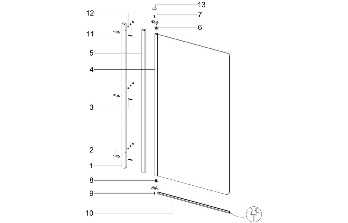 Single Straight Bath Screen - Black-Bath Screens-DIBS0112-