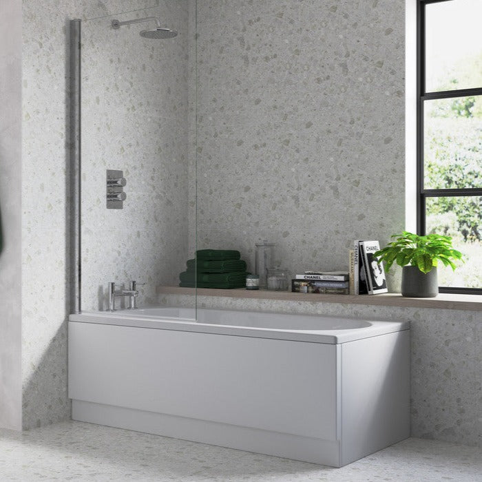 Single Straight Edge Bath Screen-Bath Screens-CAPLC0106-