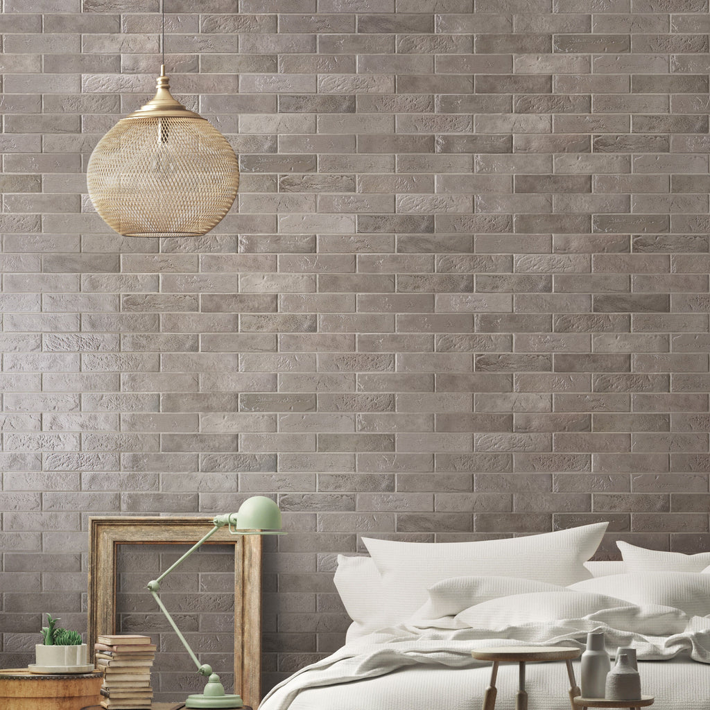 6m² Job Lot | Skyline Taupe Glass Effect Wall Tile 6x25cm