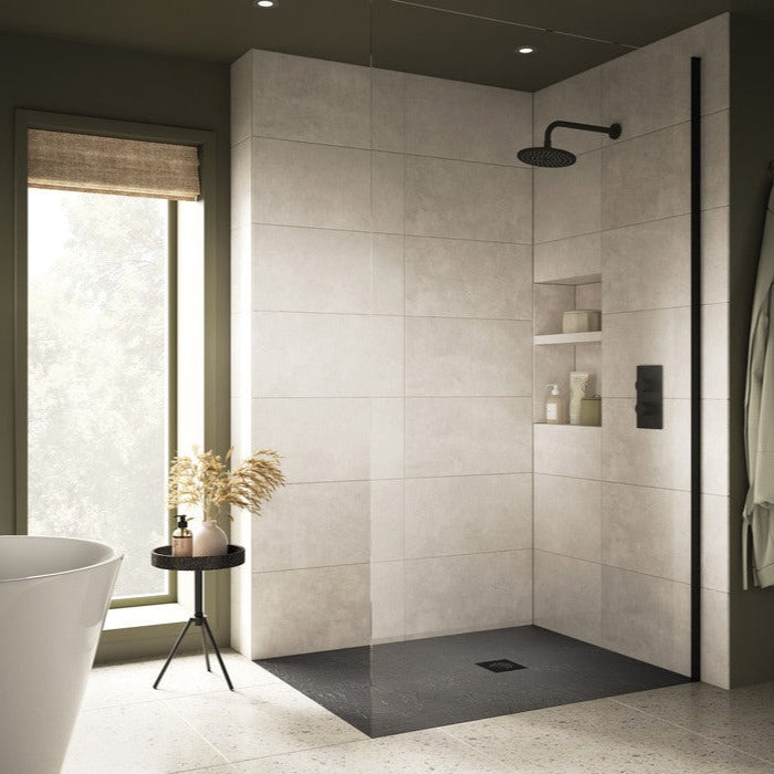 Slate Effect Shower Tray & Waste-Shower Trays-DIETP1038-1000mm-800mm-