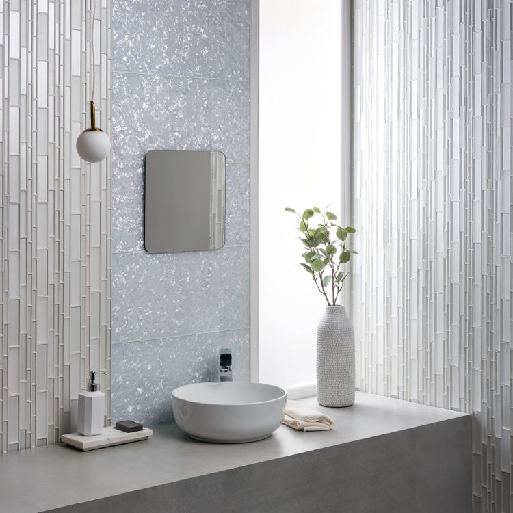 Оriginal Style Glassworks Arctic Crushed Pearl Decorative Glass Tile 30x60cm